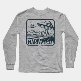 Vintage Marfa Texas UFO Art - Timeless Extraterrestrial Illustration Long Sleeve T-Shirt